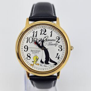 VTG Armitron Sylvester Tweety Bird Watch 40MM 1994 New Leather Bands New Battery